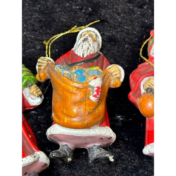 Vintage Santa Claus Christmas Ornaments Set Of 4 Figurines - Picture 3 of 10